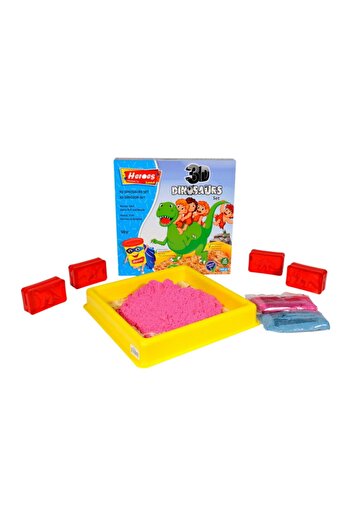 HEROES Colorful Kinetic Play Sand Set with 3D Dinosaur Mold with Small Pool 500 gr