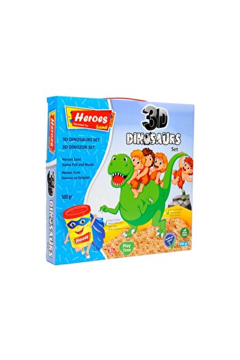 HEROES Colorful Kinetic Play Sand Set with 3D Dinosaur Mold with Small Pool 500 gr