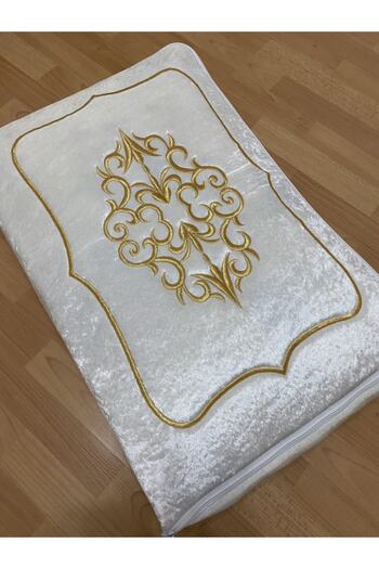 AYHANHOME Dowry Velvet Gold Embroidered Cream Bundle 60x40 Cm Engagement Bride Groom Hurcu