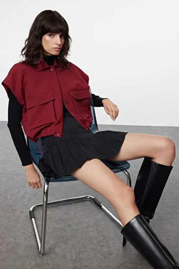 Trendyol Collection Oversize Claret Red Vest - Pocket Detailed, TWOSS24YE00037