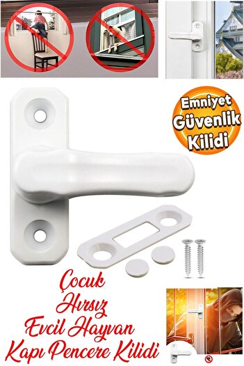 Badem10 Baby Kids Pvc Pimapen Door Window Safety Protection Lock Latch Glass Burglar Lock White