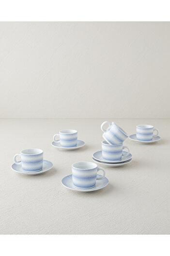 English Home Elisa Porcelain Blue Cup Set for 6 People - 12 Pieces
