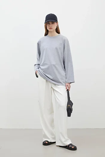 Manuka OVERSIZE COTTON LONG SLEEVE T-SHIRT GRAY-MELANGE