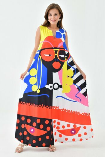 Secret Passion Lingerie Oversize Digital Printed Beach Dress - Pocket Detailed, Sleeveless 10082