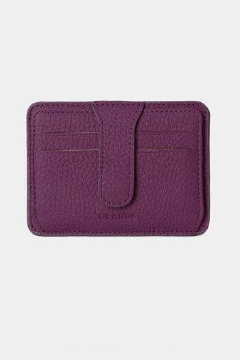Grande 3607 Genuine Real Leather Women Men Card Holder Wallet Purple