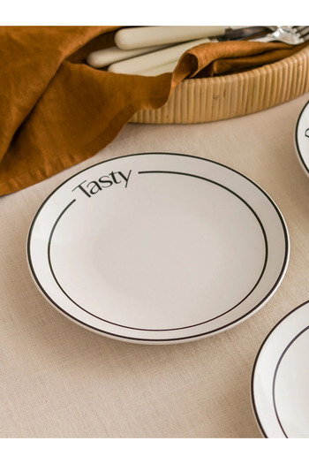 LC Waikiki LCW HOME Yazı Baskılı Seramik Pasta Tabağı 4'lü 20 Cm