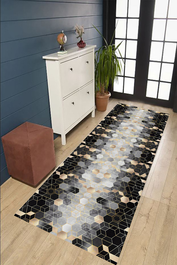 eco concept Geometric Shaped Non-Slip Runner for Home Decoration - Kitchen and Hallway Carpet, Washable