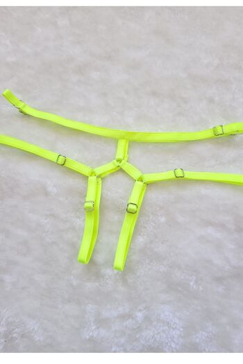 bayansepeti Flexible Tire Yellow Fancy String Harness String Thong with Adjustable Metal Accessories