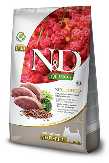 N&D N&d Quinoa Mini Ördek Ve Brokoli Yetişkin Kısırlaştırılmış Köpek Maması 2.5 Kg