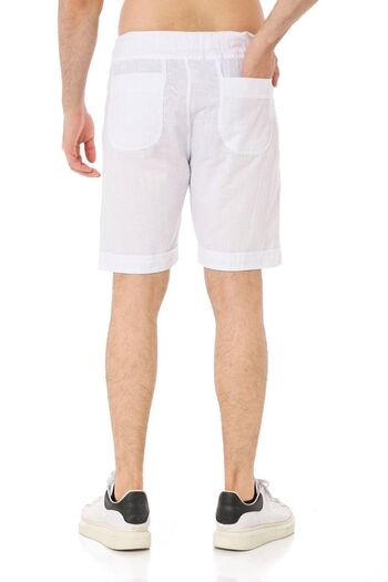 Yakamoz Tekstil Men's Linen Shorts White