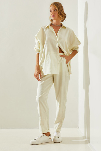 Bianco Lucci Patterned Shirted Women's Bottom-Top Set - DT 340002 60251463