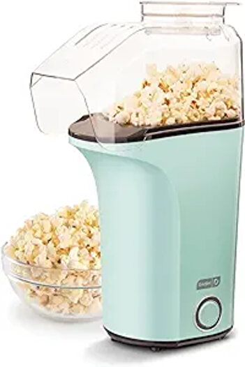 Dash Hot Air Popcorn Popper Maker with Measuring Cup, 16 cups, Aqua