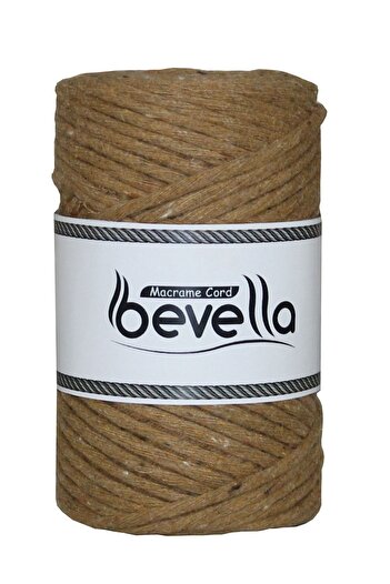 Bevella Macrame Cord Taranan Makrome Ipi 3mm Taranabilir Pamuk Tek Büküm Makrome Ipi Taba