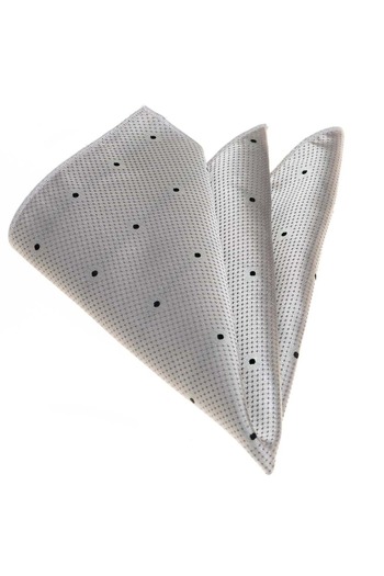 Exve Exclusive Silver Black Checkered Pocket Collar Handkerchief