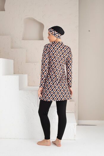 DONEX Patterned Lycra Tights Full Covered Hijab Swimsuit 1225