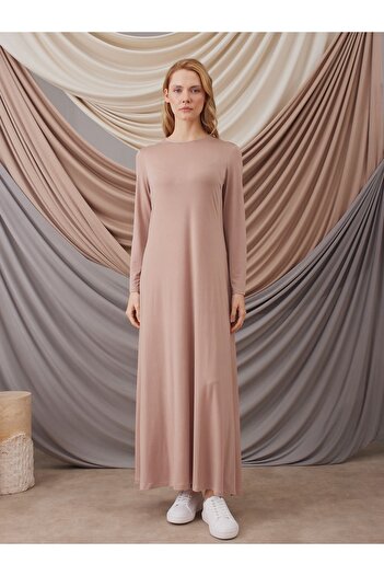 Femple Modest Nude Long Sleeve Inner Dress - Long Sleeve Dress Layer