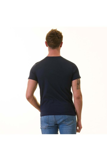 Exve Exclusive Ανδρικό μπλουζάκι με κανονική εφαρμογή Navy Blue Crew Neck Basic T-shirt