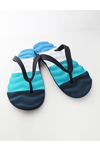 Bermody Men's Comfortable Wavy Navy Blue Flip Flops Beach Flip Flops