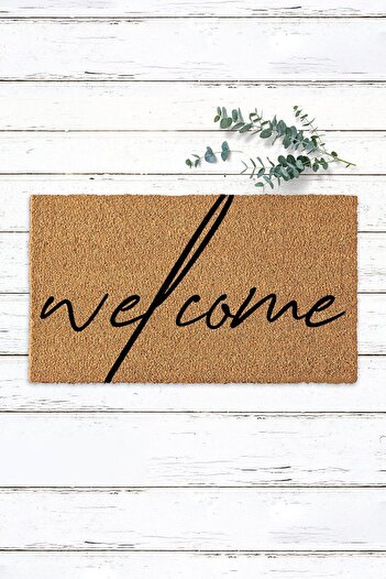 Paspas Yap Handwritten Welcome Designed Full Size Mat Koko Mat Door Front Mat Door Mat Printed Mat