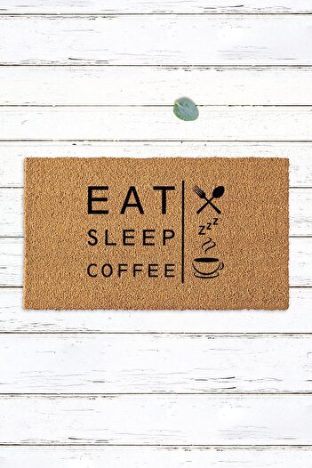 Paspas Yap Coffee Lover Eat Sleep Coffee Mat Koko Mat Exterior Door Mat Bristle Mat