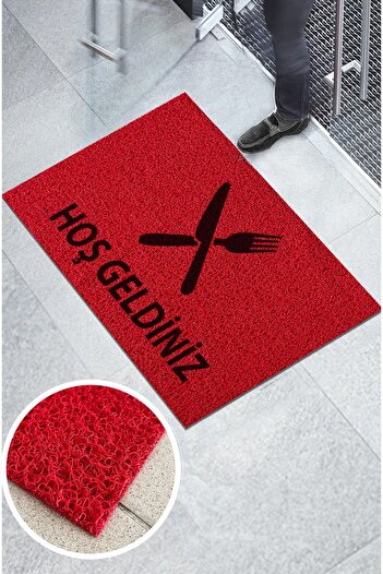 Paspas Yap Restaurant Workplace Curly Doormat with Fork Knife Logo