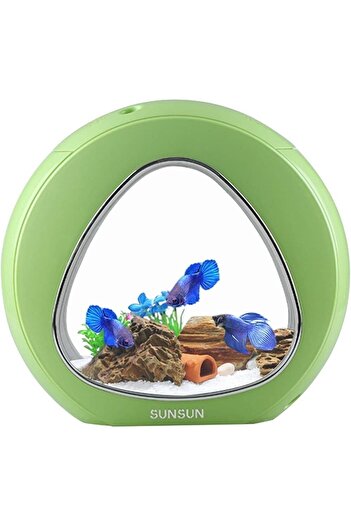 SunSun Akvaryum 6 Lt Yeşil Herşeyi Içinde Hazır Led Işıklı Akvaryum