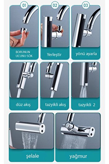 KUSTAR Smoked 4 Mode Waterfall Adjustable Faucet Head - Kitchen Sink Sink Faucet