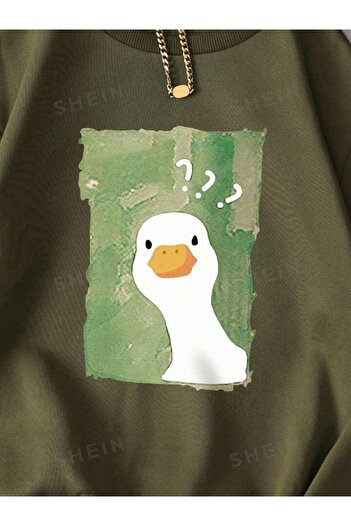 Machetta Duck Printed Children's Oversize Sweatshirt Hoodie