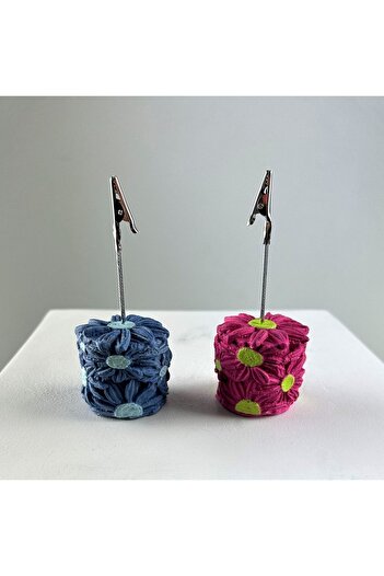Melouro Fuchsia Green Gray Blue Daisy 2-Piece Note Holder Set