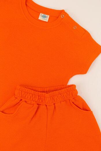 Perendi Orange Wide Cut Waffle Textured Girl's Set