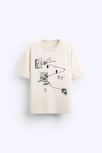 The Champ Clothing Ανδρικό μπλουζάκι μπεζ Oversize - Art Work Printed