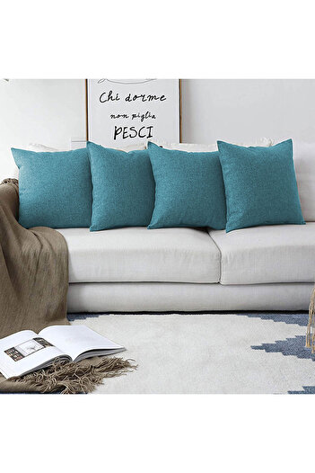 In House 4 Pieces Linen Decorative Cushion Set Solid Design - 45x45 cm