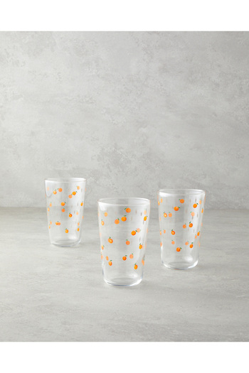 English Home Orange Orangeis Glass 3-Piece Cup - 400 ml
