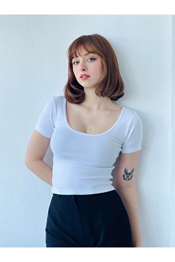 Retrobird Camisole Fabric Pool Collar Badi Crop Women's Ecru