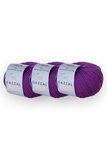 Gazzal Wool 175 Super Wash 50 Gr Pack of 3 100% Merino First Class Wool Hand Knitted (334)