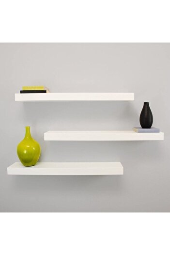 Egecan Mobilya White Flying Wall Shelf 3 Pieces
