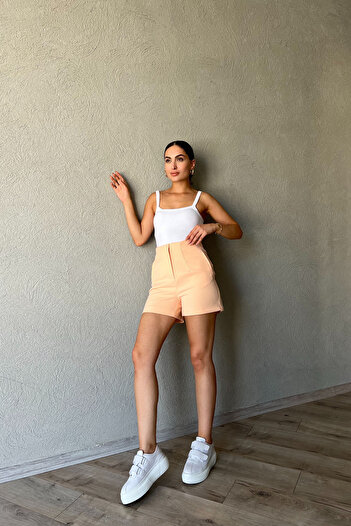 Seda Yalçın Atelier Mini Shorts - Salmon Color, Collar Detailed