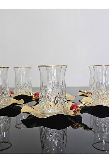 atabey home collection 6-Piece Genuine GOLDEN SUMMER CHERRY DUMPED METAL PLATE TEA SET