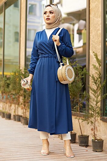Bestenur Tunnel Belted Kimono 720 - Indigo