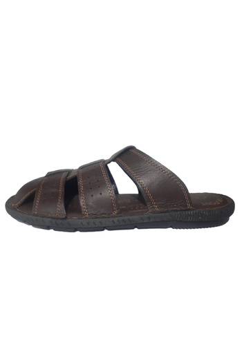 Hınıs Men's Orthopedic Sole Closed Soft Leather Slippers - Brown hnıss659-00