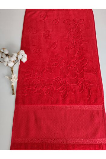 sarra Dark Etamine 50x90 Sarra Stitched Towel - Red