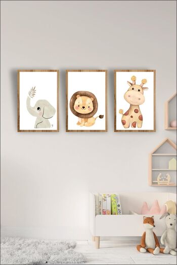 MH MiniHediye Children's Room Decorative Mdf Painting Set 3 Pieces 3 mm (Frame Look) Wooden Wall Decor
