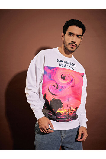 Mascln Sassafras By Styli Summer Love Graphic Print Oversized Sweatshirt