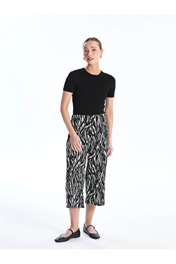 LC Waikiki LCWAIKIKI - Patterned Women's Capri with Elastic Waist
