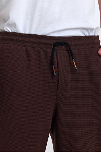 COMBİNE MİCHAİL Men's Jogger Pants - Double Leg, Cotton, Elastic Waist and Drawstring, BROWN