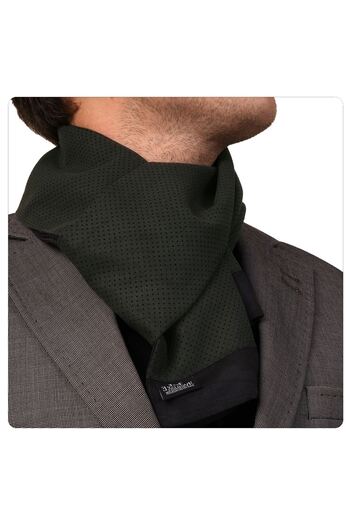 Exve Exclusive Khaki Green Polka Dot Quilted Patterned Suede Double Sided Scarf Shawl