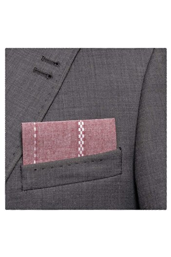 Exve Exclusive Burgundy Checkerboard Patterned Linen Folded Ready-to-Use Pocket Collar Blazer Handkerchief