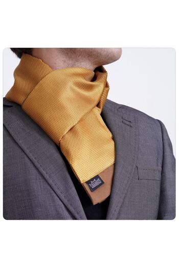 Exve Exclusive Golden Brown Geometric Micro Patterned Jacquard Woven Elegant Double Sided Scarf