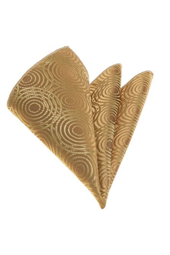 Exve Exclusive Gold Circular Geometric Patterned Pocket Collar Handkerchief