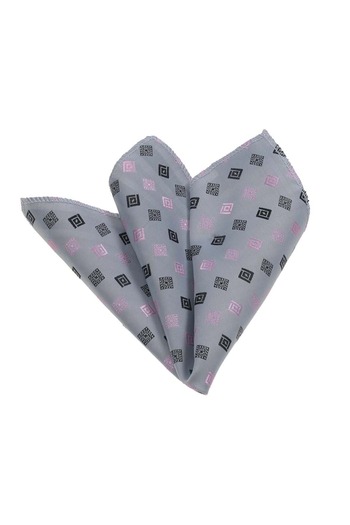 Exve Exclusive Gray Pink Checkered Collar Pocket Handkerchief